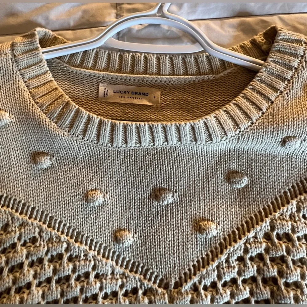 NWT Lucky Brand beige sweater. Women’s size small. 60% cotton 40% acrylic. - Picture 7 of 8